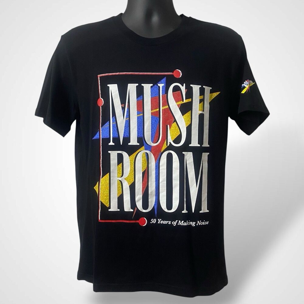 Mushroom Records 50th-anniversary T-shirt Men Size M Black Short Sleeve Grunge